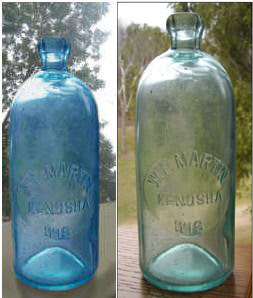 Fake Quart Kenosha Wisconsin Blue antique Hutchinson soda bottle
